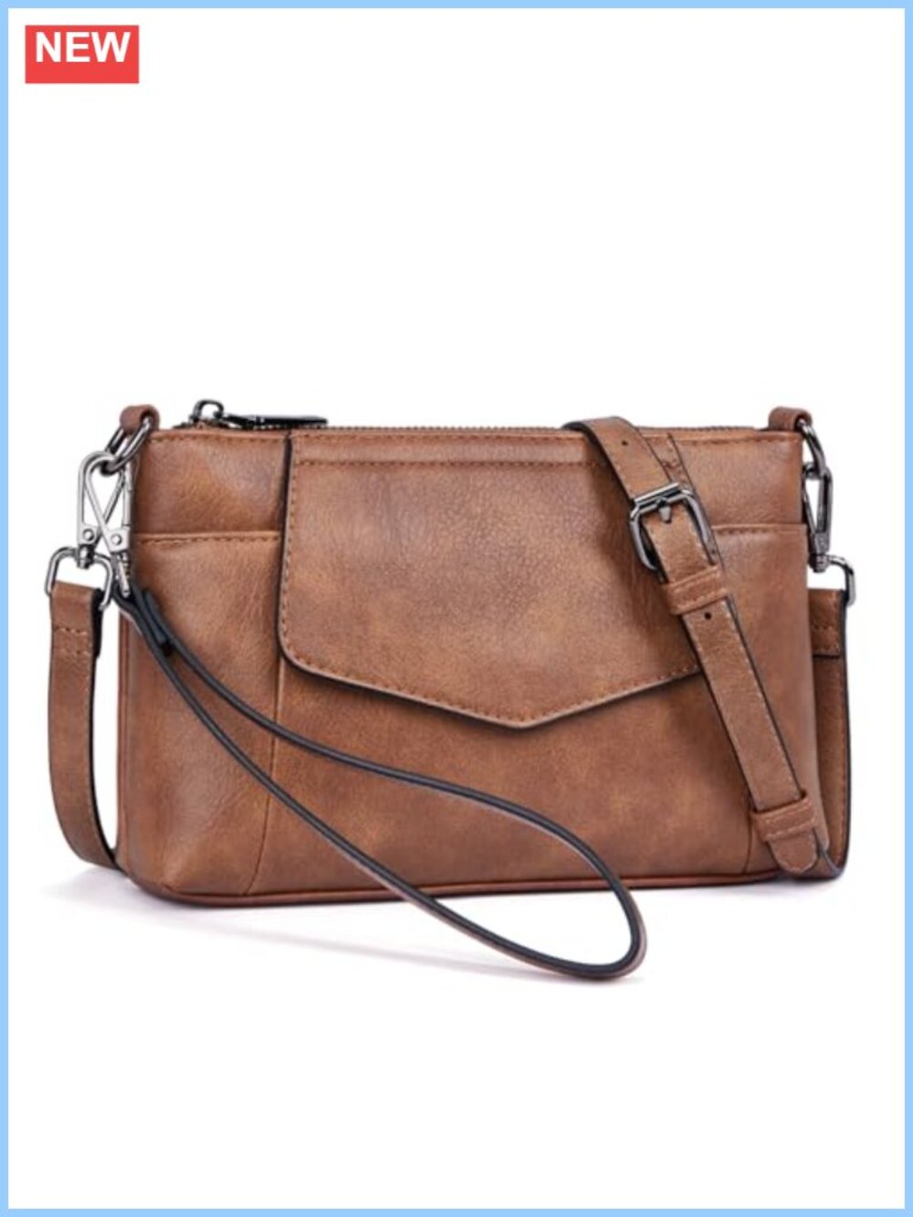 Vegan Leather Crossbody Wristlet Wallet Small Convertible Purse